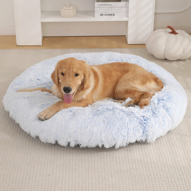 The Ultimate Comfort: Round Plush Pet Bed Warm Sleeping Mat Design